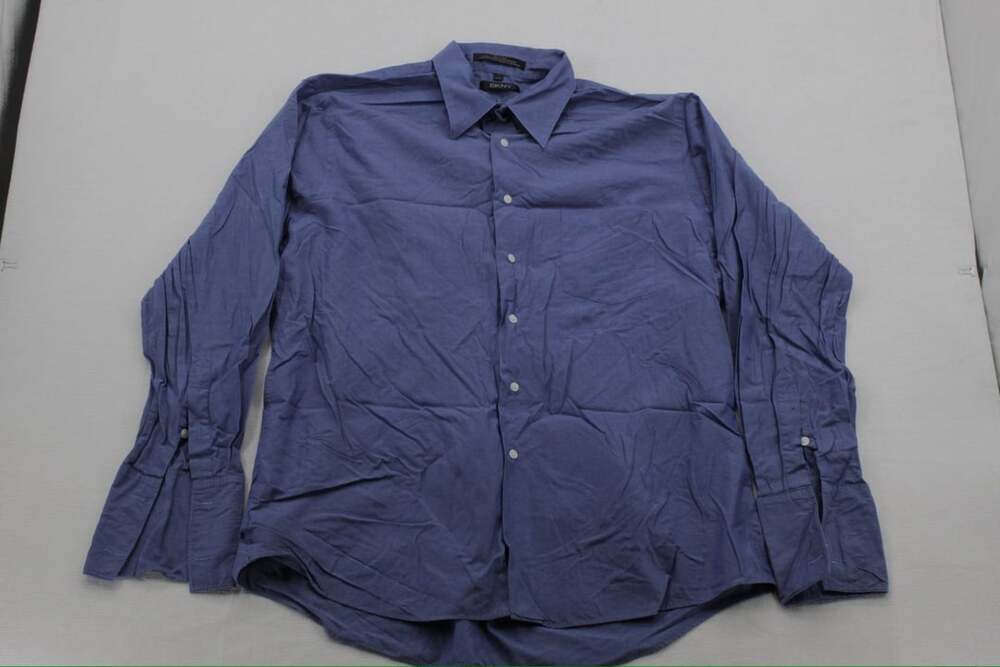 DKNY Men's Long Sleeve Blue Button-Down Dress Shirt 100% Cotton 17 34/35